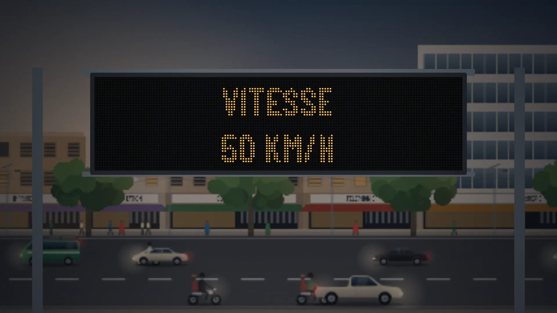 Panneau à messages variables affichant une limitation de vitesse